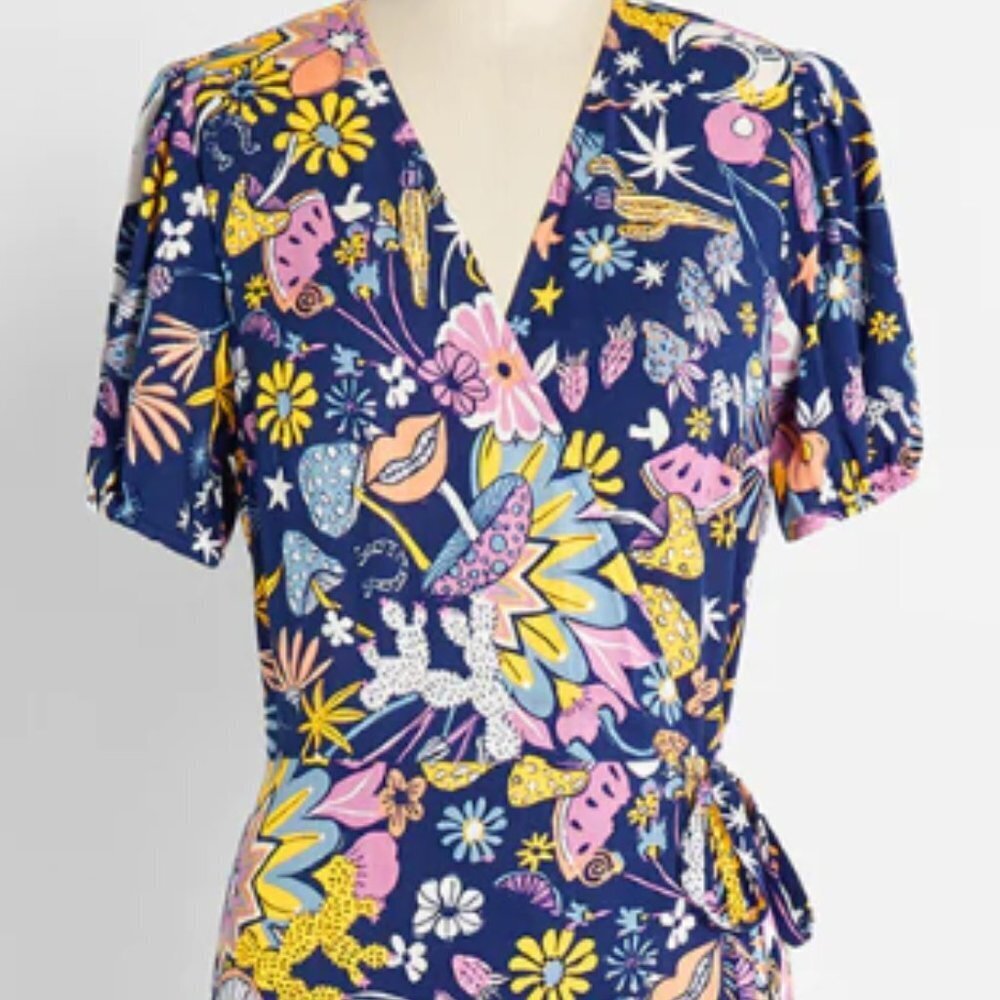 NWT Modcloth Kaleidoscopic Dreamscape Midi Wrap Dress (Size 2)